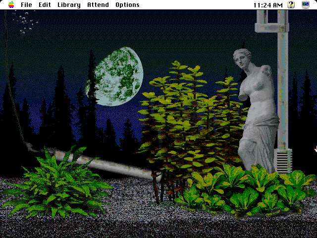 Aquazone (Macintosh) screenshot: Changed backdrop, added some plants and a Venus de Milo statue