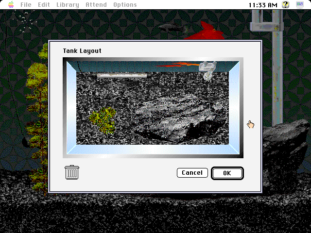 Aquazone (Macintosh) screenshot: Tank layout