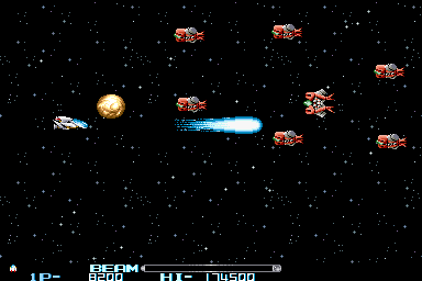 R-Type II (Arcade) screenshot: My Beam full blast.