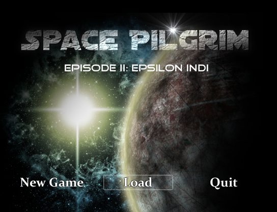Space Pilgrim: Episode II - Epsilon Indi (Windows) screenshot: Title screen