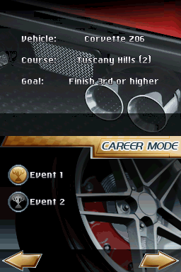 Corvette Evolution GT (Nintendo DS) screenshot: Coupe - Event 1