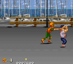 DJ Boy (Arcade) screenshot: Punch in head