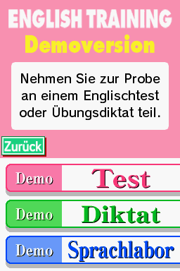 English Training: Have Fun Improving Your Skills (Nintendo DS) screenshot: Mode selection.