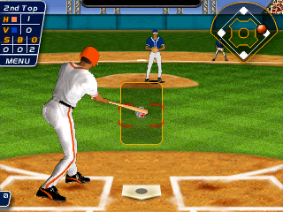 Baseball Addict (Windows Mobile) screenshot: Batter hitting the ball