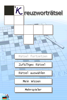 CrossworDS (Nintendo DS) screenshot: Main menu (German).