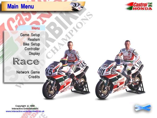 Castrol Honda Superbike World Champions (Windows) screenshot: Main Menu