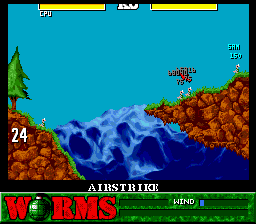 Worms (SNES) screenshot: Airstrike