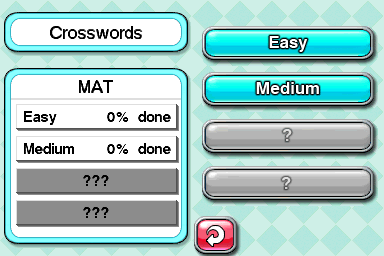 CrossworDS (Nintendo DS) screenshot: Starting crosswords game.