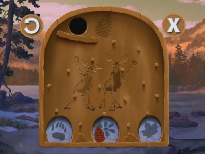 Brother Bear 2 (included game) (DVD Player) screenshot: The category is determined by a pachinko machine.