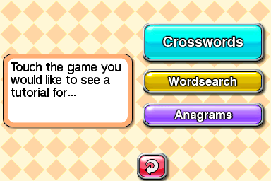 CrossworDS (Nintendo DS) screenshot: Tutorial menu.