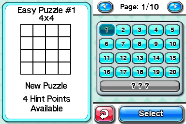 CrossworDS (Nintendo DS) screenshot: Crossword selection.