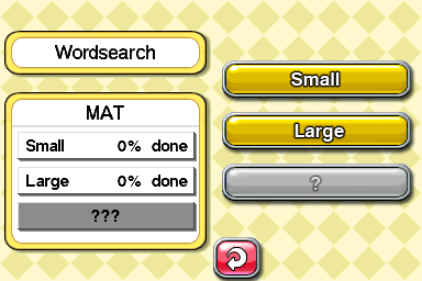 CrossworDS (Nintendo DS) screenshot: Starting word search game.