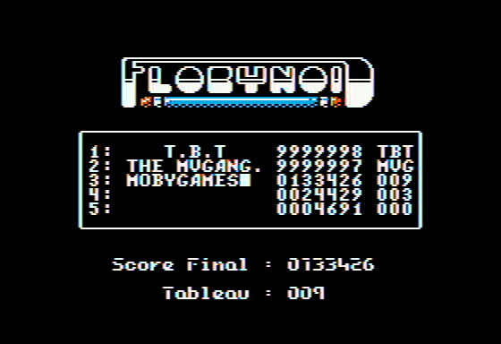 Flobynoid (Apple II) screenshot: High scores