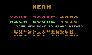 Nerm of Bemer (Atari 8-bit) screenshot: Final ranking