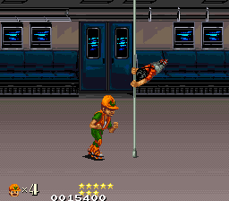 DJ Boy (Arcade) screenshot: Spinning attack