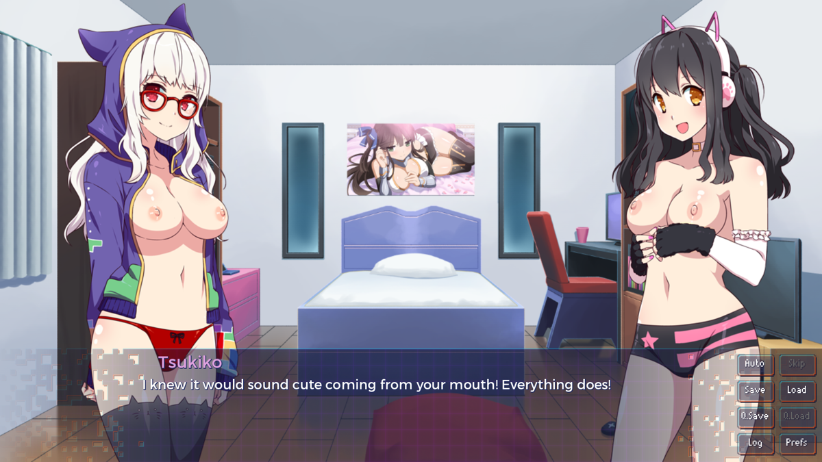 Sakura Gamer (Windows) screenshot: Nekohime and Suki reveal their real names (as Nekohime and Suki are their usernames in online games) and declare their love (choice dependent, adult patch)