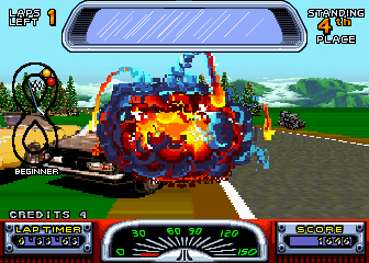 Road Riot 4WD (Arcade) screenshot: You crashed.