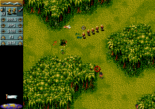 Cannon Fodder (Genesis) screenshot: Hole in ground is full of enemies. Maybe Vietnamese tunnel