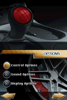 Corvette Evolution GT (Nintendo DS) screenshot: Settings menu
