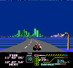 Famicom Grand Prix II: 3D Hot Rally (NES) screenshot: I've got enough dash marks to throw the car into hot dash!