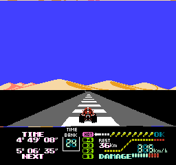 Famicom Grand Prix II: 3D Hot Rally (NES) screenshot: Transitioning to the next leg of the race.