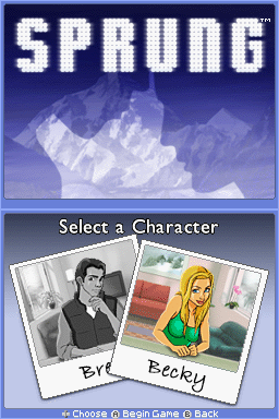 Sprung (Nintendo DS) screenshot: Title screen and character selection