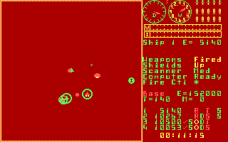 Trek (DOS) screenshot: Enemy joins the party - our base is under attack!