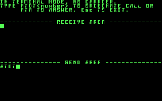 Trek (DOS) screenshot: The built-in terminal, for establishing a modem connection