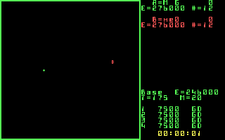 Trek (DOS) screenshot: Starting an untimed, 1-on-1 game against the computer