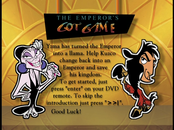 The Emperor's New Groove (included game) (DVD Player) screenshot: The instructions for the game.