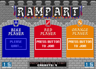 Rampart (Arcade) screenshot: Awaiting other players.