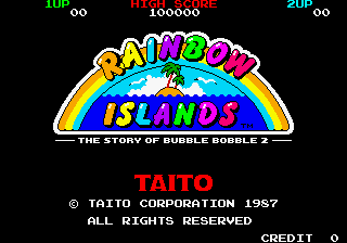 Rainbow Islands (Arcade) screenshot: Title Screen.
