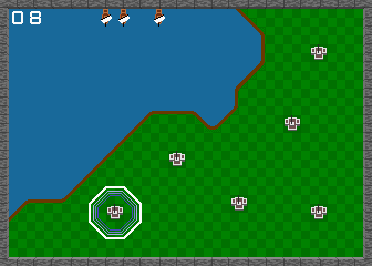 Rampart (Arcade) screenshot: Select a castle to defend.