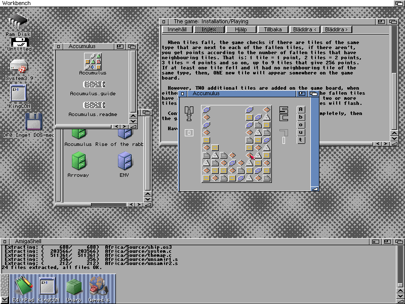 Accumulus (Amiga) screenshot: Running on the Workbench
