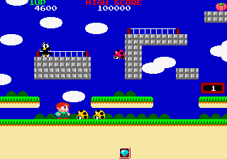 Rainbow Islands (Arcade) screenshot: Avoid the enemies.