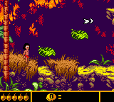 Walt Disney's The Jungle Book: Mowgli's Wild Adventure (Game Boy Color) screenshot: Leaf platforms will quickly collapse.