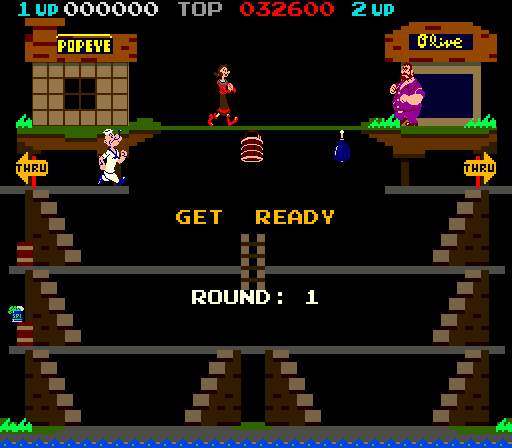 Popeye (Arcade) screenshot: Get Ready.