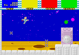 Quartet (Arcade) screenshot: Using the Jet-Pack.