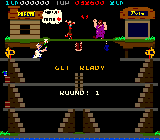 Popeye (Arcade) screenshot: She loves you.