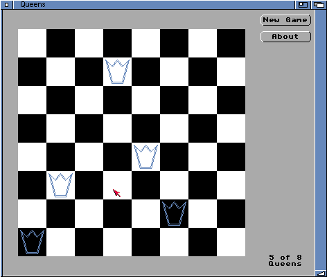 Queens (Amiga) screenshot: The game window can be resized freely
