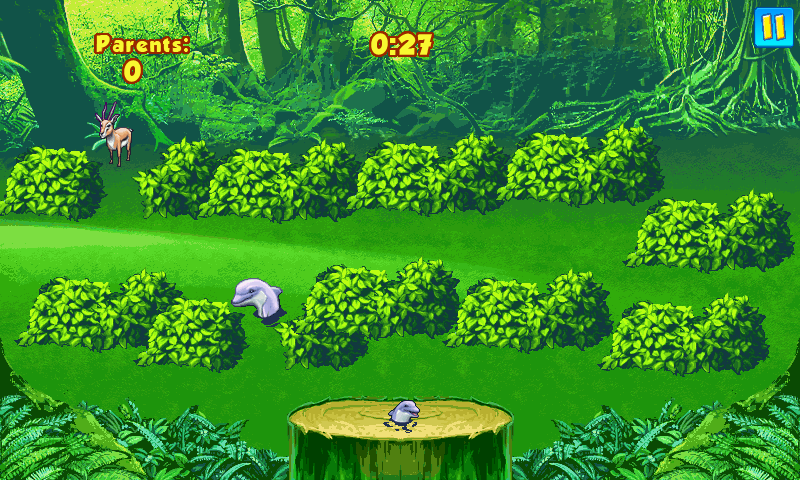 Wonder Zoo (Android) screenshot: Playing the tap the parent mini-game