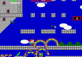 Rainbow Islands (Arcade) screenshot: Crushed rainbow