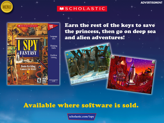 I Spy Mini-Games (Windows) screenshot: An advertisement for I Spy: Fantasy.