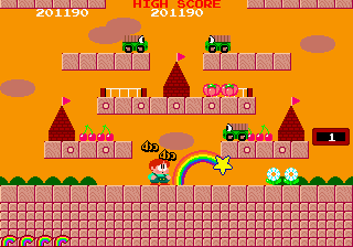 Rainbow Islands (Arcade) screenshot: Trucks