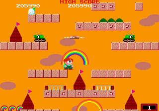 Rainbow Islands (Arcade) screenshot: Tanks