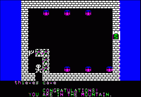 Ali Baba and the Forty Thieves (Apple II) screenshot: Thieve's cave... ooohh... scary.