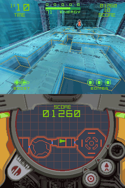 Metroid Prime: Hunters - First Hunt (Nintendo DS) screenshot: A morph ball maze in the regulator mode, full of enemies to blast with bombs.