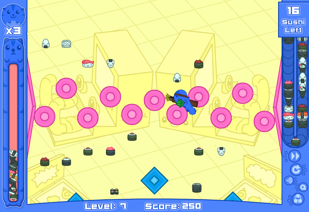 Screenshot of Sushi Cat 2 (Browser, 2011) MobyGames