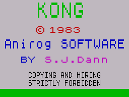 Kong (ZX Spectrum) screenshot: Title Screen
