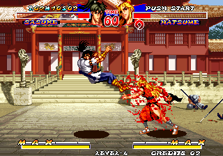 Ninja Master's (Arcade) screenshot: Heavy bleeding